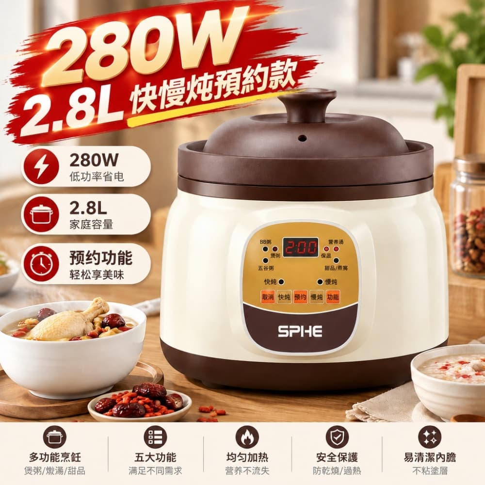 【森百諾】慢燉鍋 烹飪鍋 熬粥鍋 電燉鍋 陶瓷鍋 煲湯鍋 輔食鍋 煮粥鍋 養生鍋 燉湯鍋 220V 配變壓器