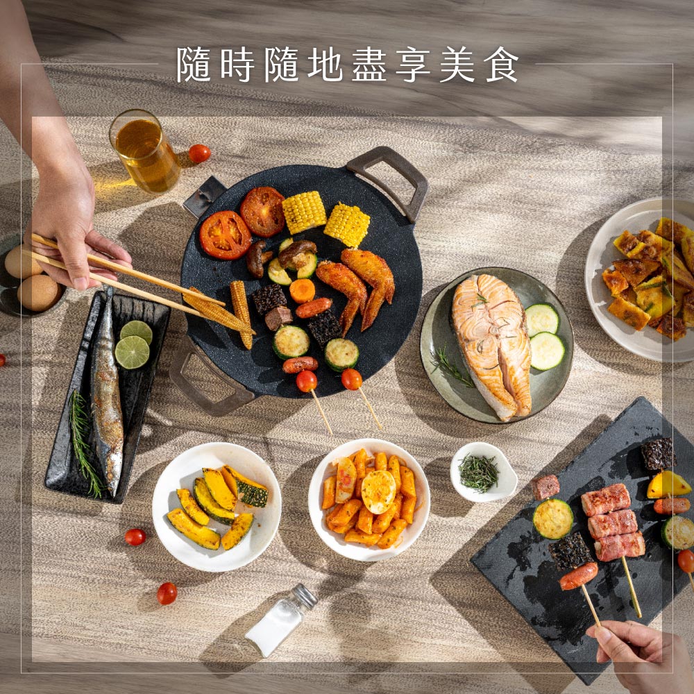 韓式超薄不沾塗層電烤盤/烤肉爐(安全防護.全機可水洗.防燙把手)