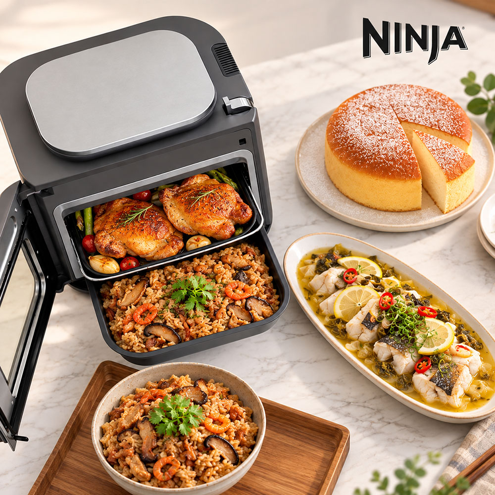 NINJA SFP701 Combi 氣炸蒸烤箱(上烤下蒸/14合1/氣炸/蒸煮/烤箱/烘焙/多道料理同時完成)