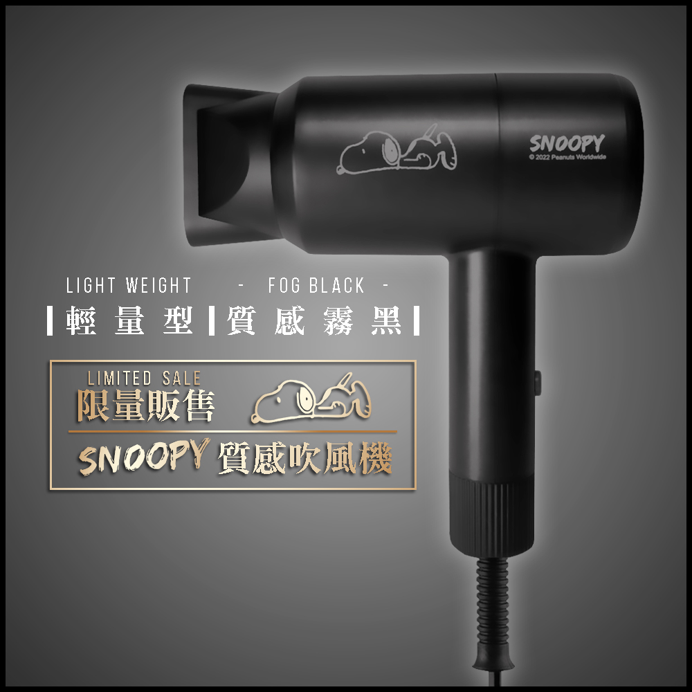  【正版授權】SNOOPY霧黑輕量型吹風機