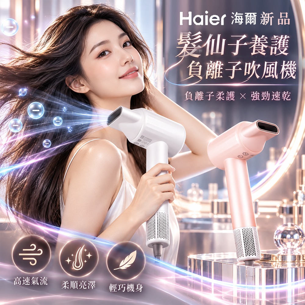 Haier 海爾 全新品 濃度養護四億負離子髮仙子吹風機/二色任選 C3