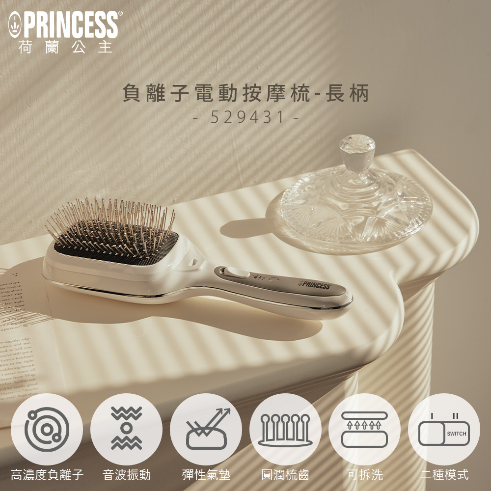 PRINCESS 荷蘭公主 負離子電動按摩梳-長柄 529431