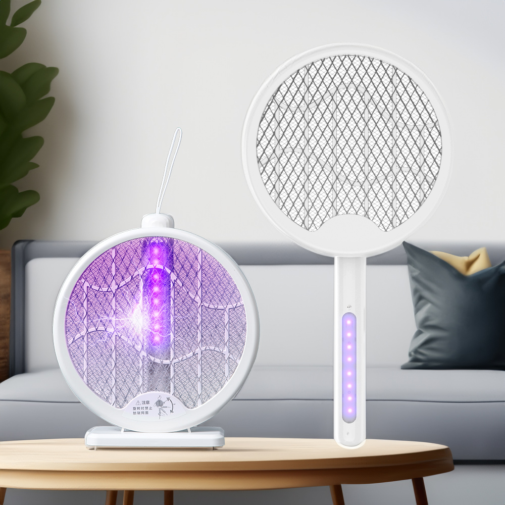樂生活嚴選 旋轉二合一電蚊拍/捕蚊燈(手持/站立/吊掛)