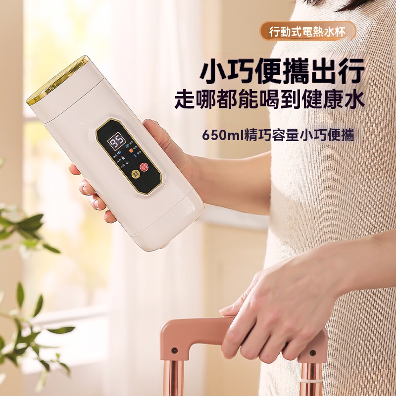 【暢麥】燒水壺 電熱水杯 燒水壺 辦公室 家用迷妳 便攜式 旅行燒水壺 宿舍保溫加熱 壹體可調溫 650ml