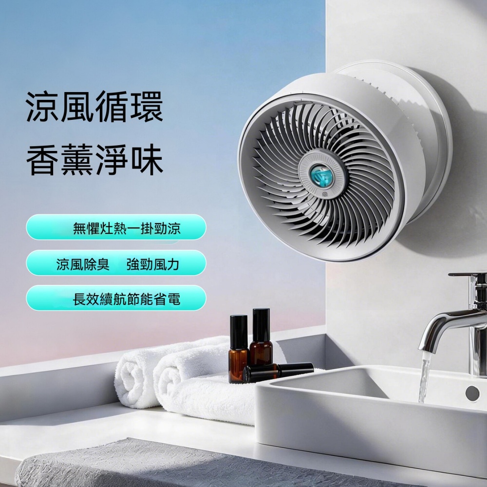 愛登 壁掛小香風 空氣循環扇 電風扇 學生宿舍 桌面 辦公室 臺扇 廚房 壁掛循環扇 白色充電遙控款