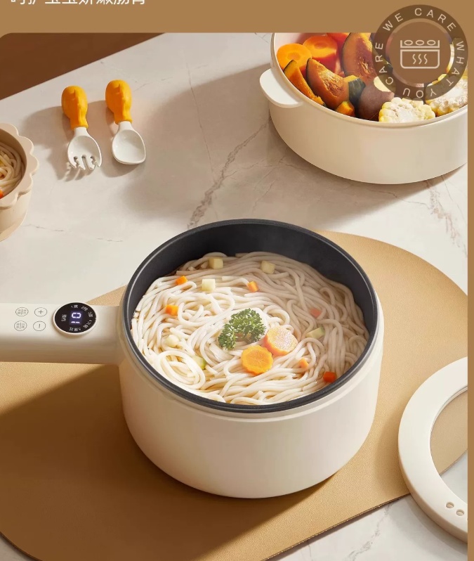 110V電煮鍋 火鍋 家用電煮鍋 煮面鍋 蒸煎一體鍋 電熱小炒鍋 料理鍋 智慧電煮鍋 單柄不沾電煮鍋
