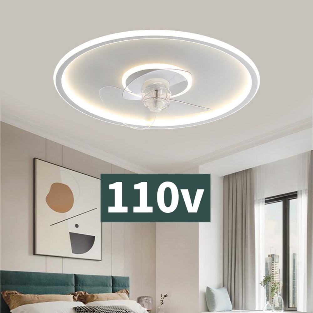 110v風扇燈 臥室風扇燈 吸頂燈 現代簡約餐廳燈 電扇 房間燈 風扇吸頂燈 超薄吊扇燈 小客廳吸頂燈50cm