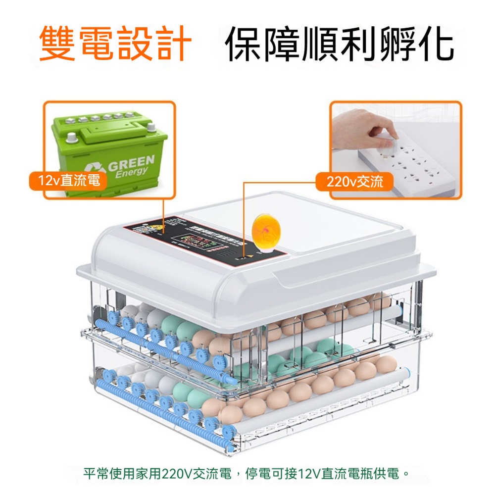 孵蛋器 雙電孵化機 全自動孵蛋器 小型孵蛋器 家用孵蛋器 智慧孵化箱 迷你孵蛋器 可孵化48顆雞蛋 現貨