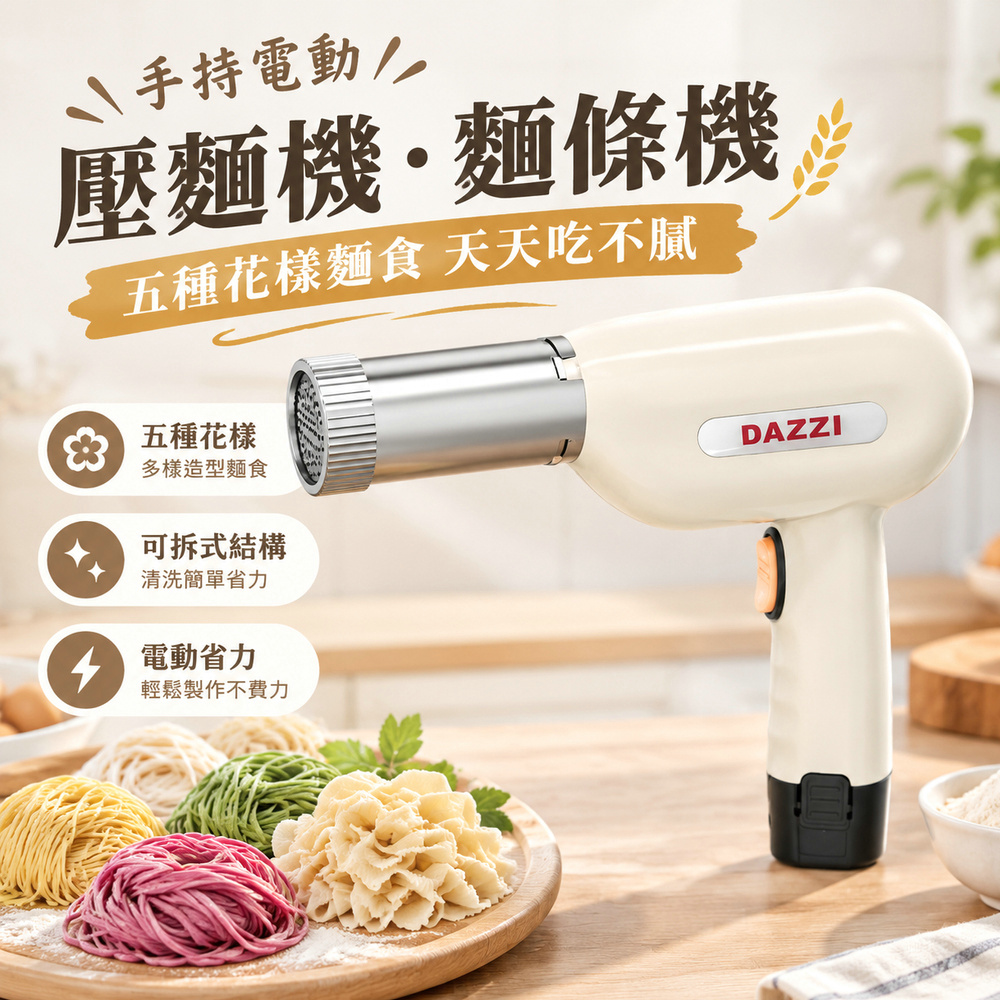 巧可 110V 電動壓麵機 家用麵條機 多功能自動擠麵器 手持壓麵槍 5種模具 家用鮮麵製作機 麵食機