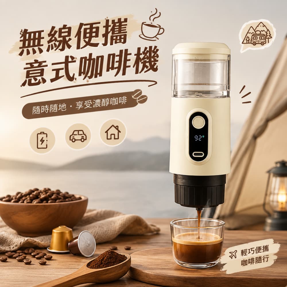 巧可 110V無線便攜咖啡機 迷你便攜義式咖啡機 車載戶外隨行咖啡萃取機 隨身小型義式濃縮機 戶外旅行辦公室