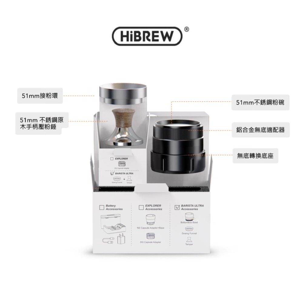 HiBREW H4C 攜帶式咖啡機 大師版沖煮頭套件組