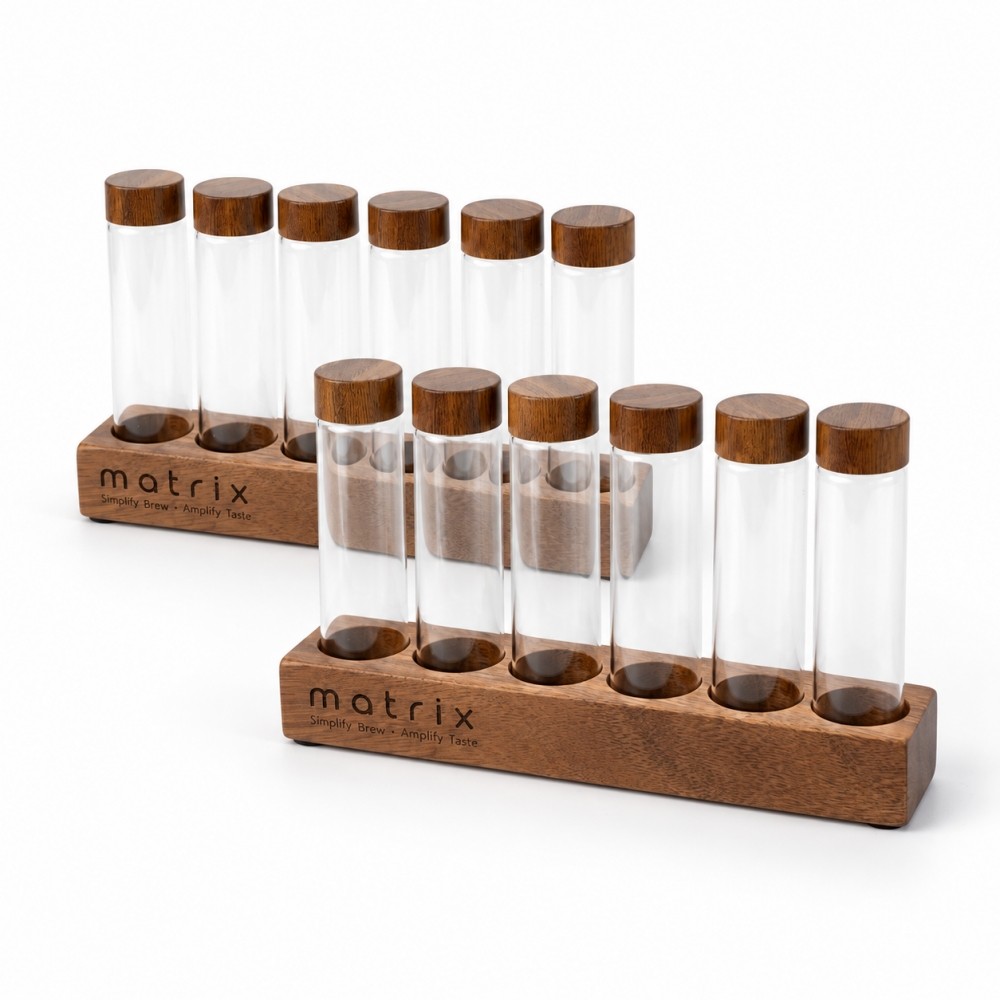 Matrix 胡桃木蓋咖啡豆玻璃試管密封保存罐 6入組 雙入組合/咖啡豆/密封罐/試管/保存/香料/分裝/義式/手沖/攜帶