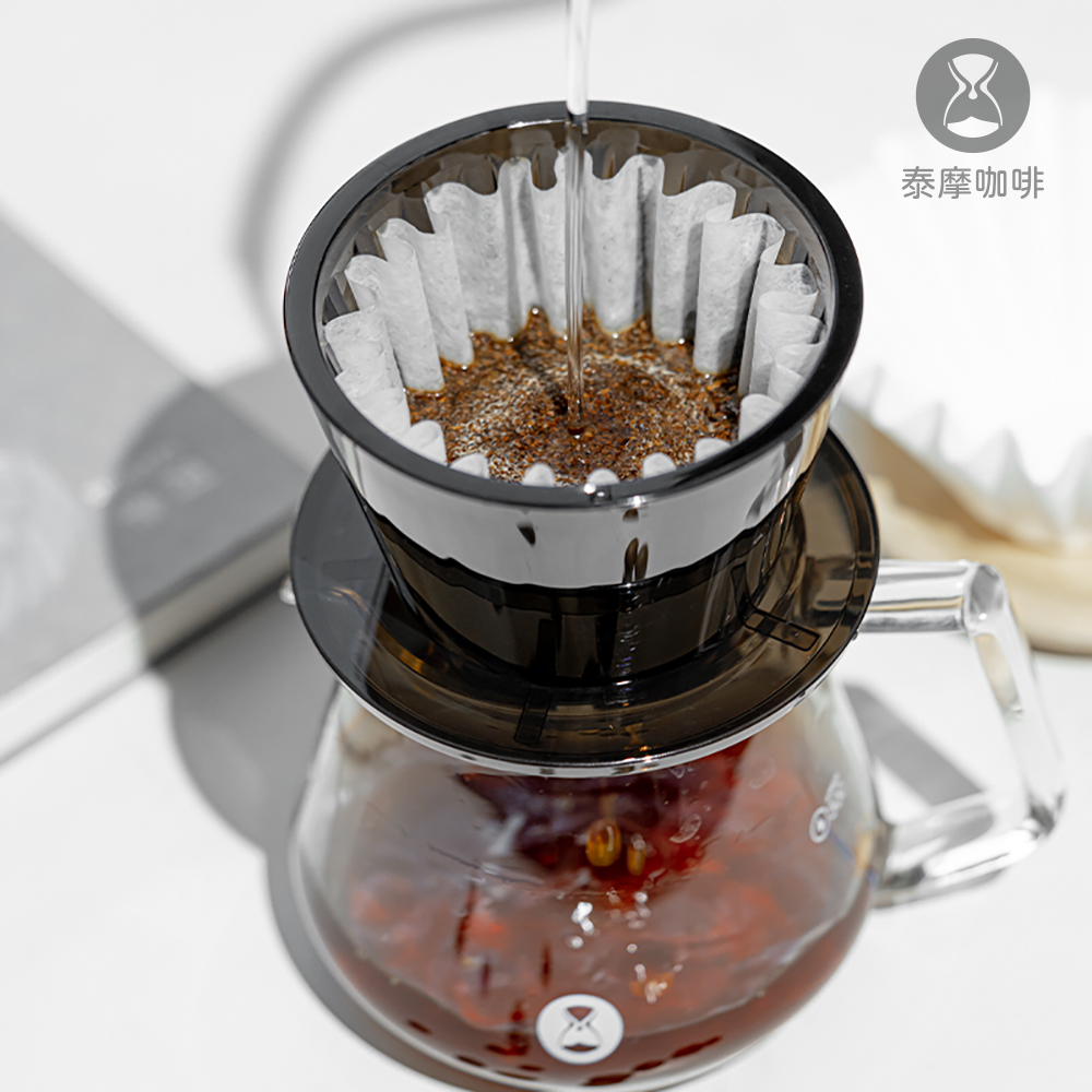 TIMEMORE 泰摩 泰摩咖啡 冰瞳B75咖啡濾杯-琥珀黑+分享壺360ml-透明
