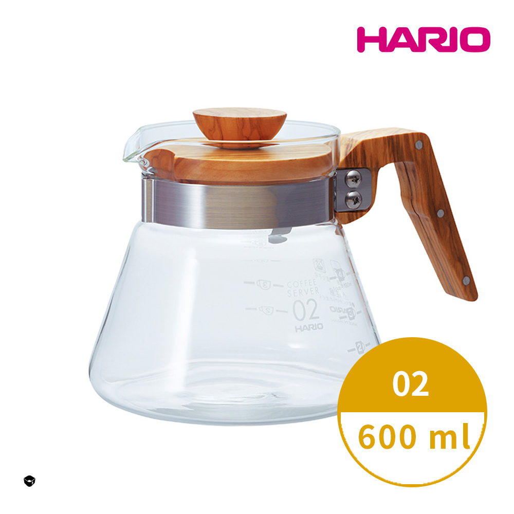 HARIO 【 V60橄欖木好握系列】02原木色咖啡分享壺600ml [VCWN-60-OV]
