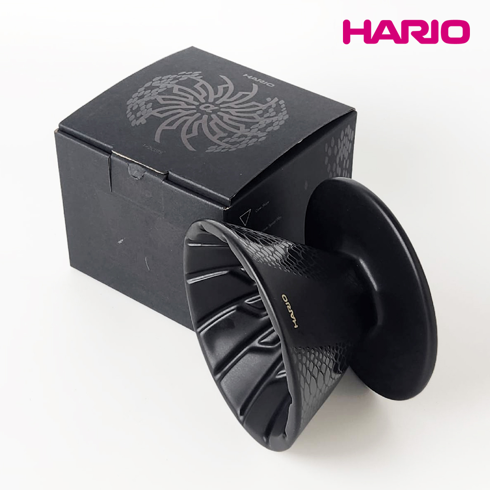 HARIO α 阿爾法 蛇紋 錐形凹肋陶瓷濾杯-01黑