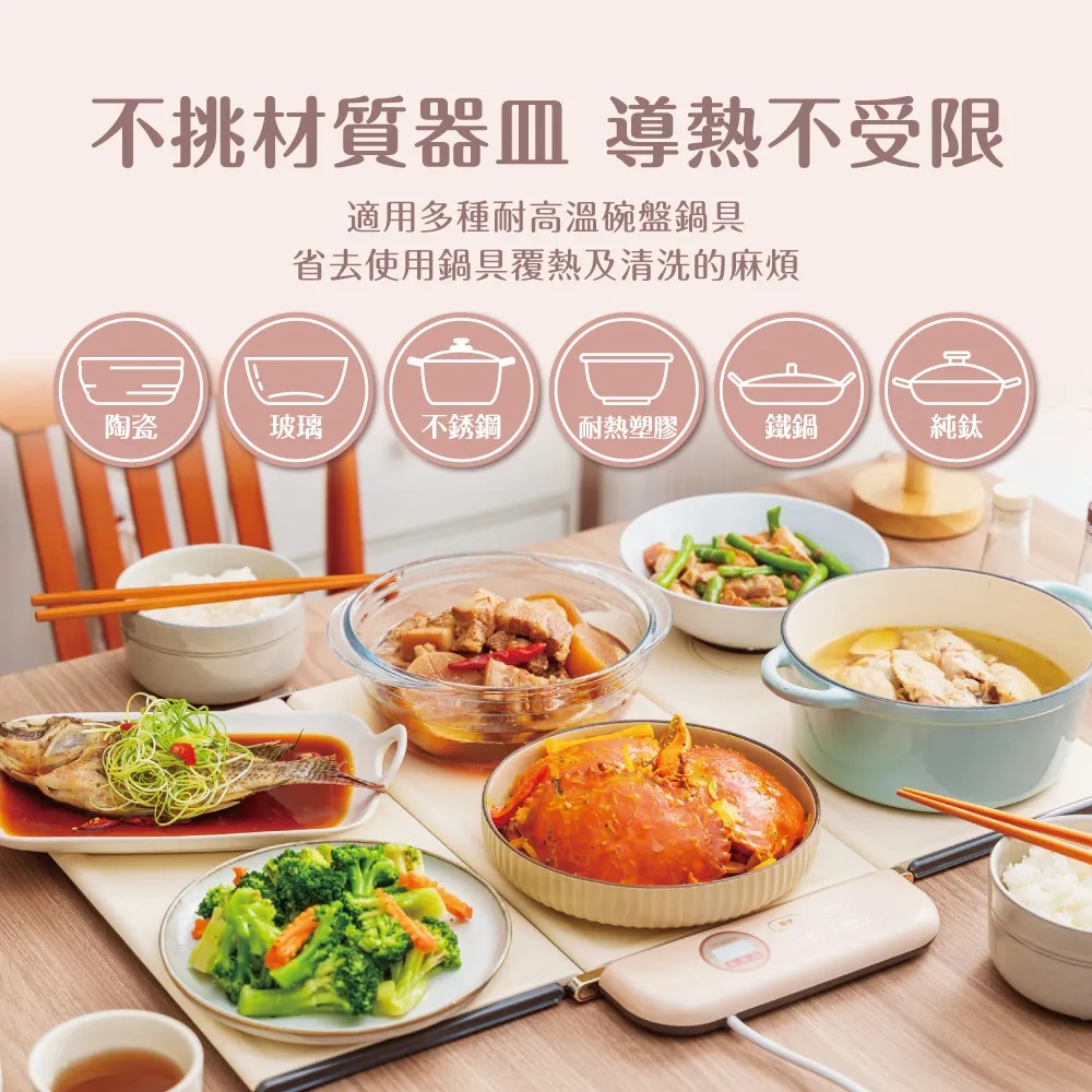  【imami】暖食樂 智能折疊飯菜保溫板五段溫控 10秒升溫 不挑器皿