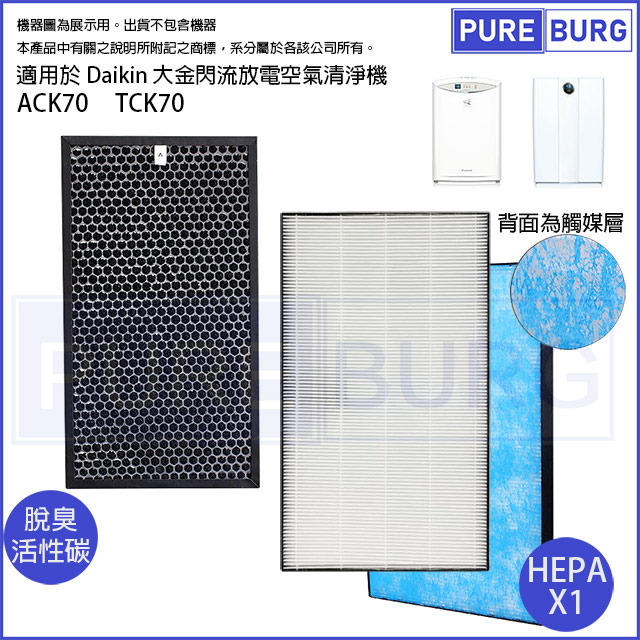 DAIKIN 大金 適用閃流空氣清淨機ACK70-M/R/N/P TCK70-M/R/N/P活性碳+HEPA濾網