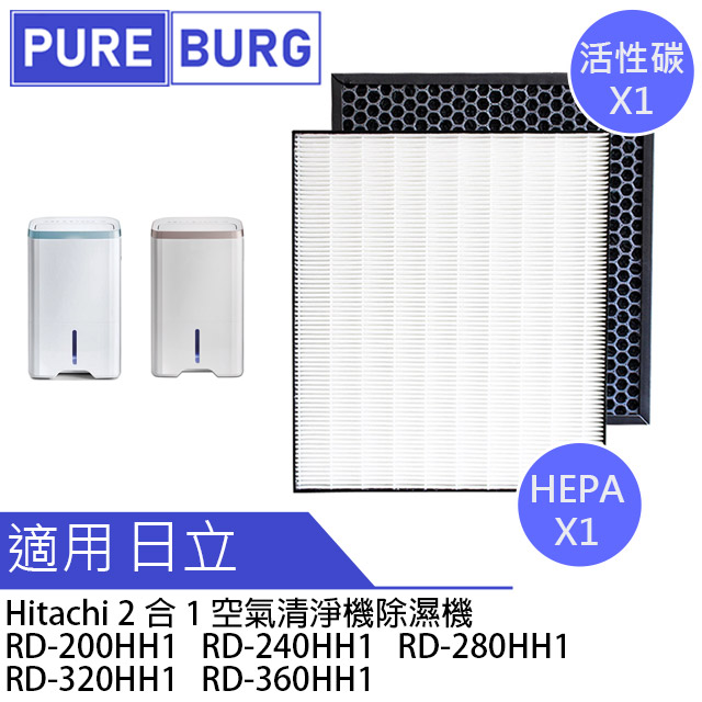  適用Hitachi日立RD-200HH1 RD-280HH1 RD-320HH1 RD-360HH1 RD-160HH1 RD-240HH1除濕機活性碳HEPA濾網濾心