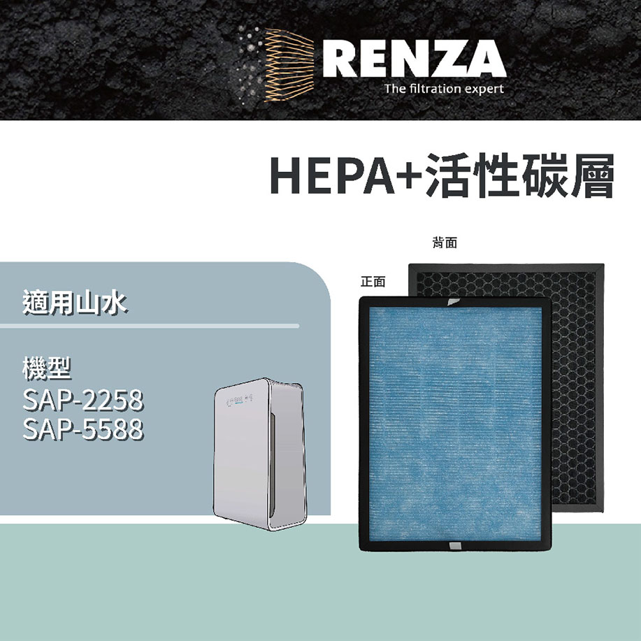 適用   SAP-2258 SAP-5588 可替換原廠 SAP2258 高效HEPA蜂巢活性碳 2合1濾網