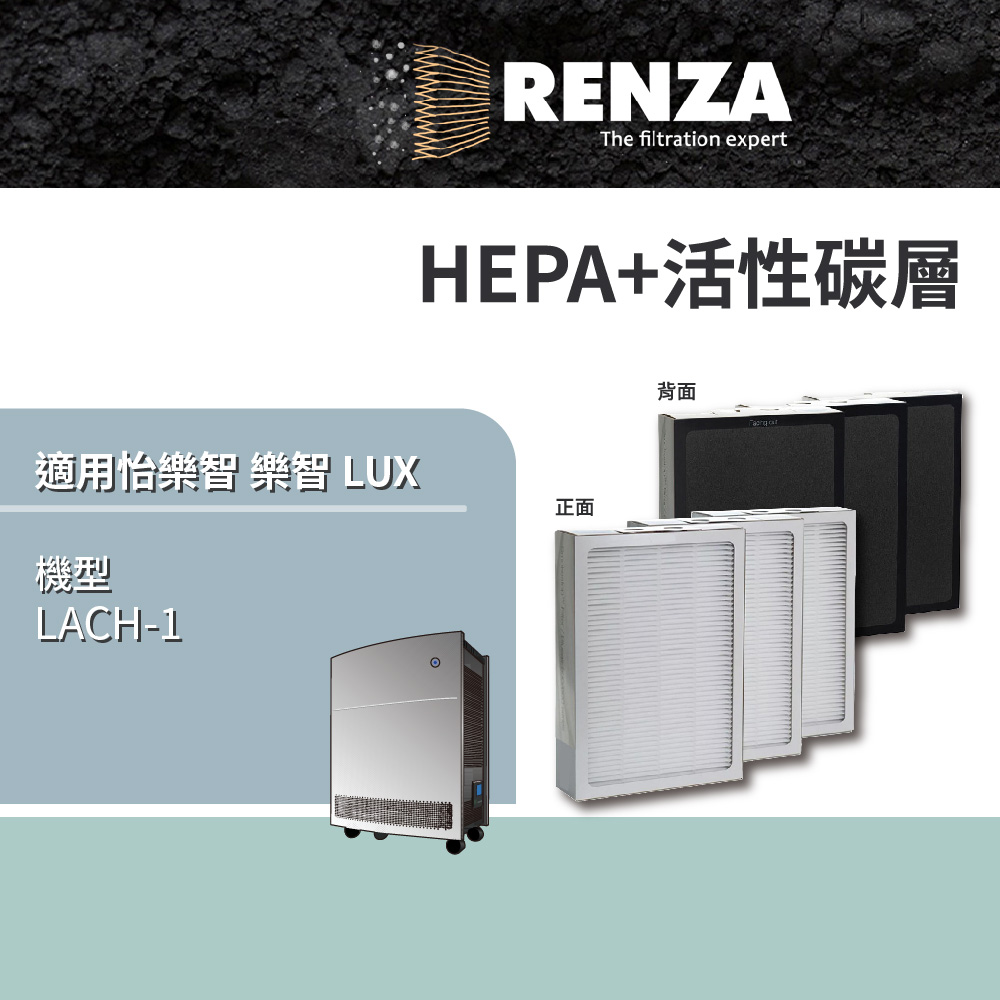  適用 怡樂智 樂智 LUX LACH-1 高效能空氣清淨機 高效HEPA活性碳濾網 3入組