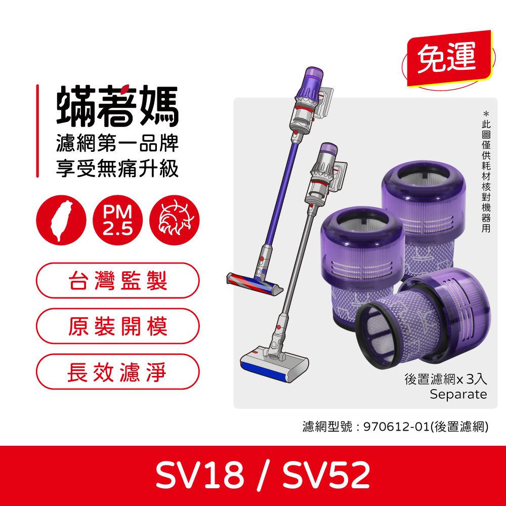 蟎著媽 適用Dyson 戴森 SV18 SV52 吸塵器 Digital Slim Fluffy 集塵濾網