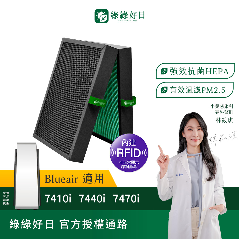 綠綠好日 適用 Blueair 7410i 7440i 7470i Health Protect HEPA抗菌濾網(活性碳除臭 濾芯)