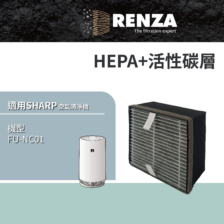 RENZA 適用   FU-NC01 360呼吸 圓柱空氣清淨機 專用濾網 替代 FZ-N15SFE