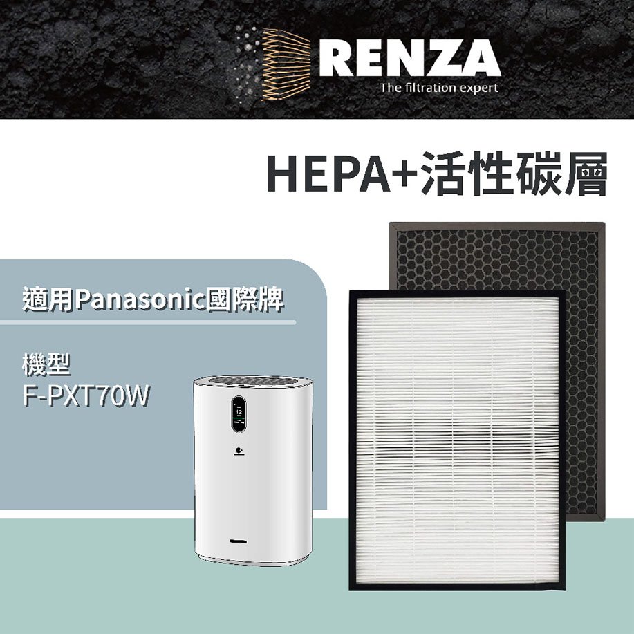 RENZA 適用 國際牌 Panasonic F-PXT70W 空氣清淨機 F-ZXTP70W F-ZXTD70W  HEPA+除臭濾網