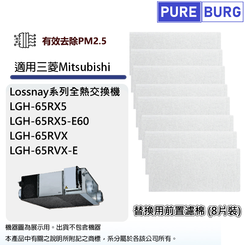 適用三菱電機 Mitsubishi Lossnay LGH-65RX5-E60 LGH-65RVX-E全熱交換機/新風機前置過濾棉