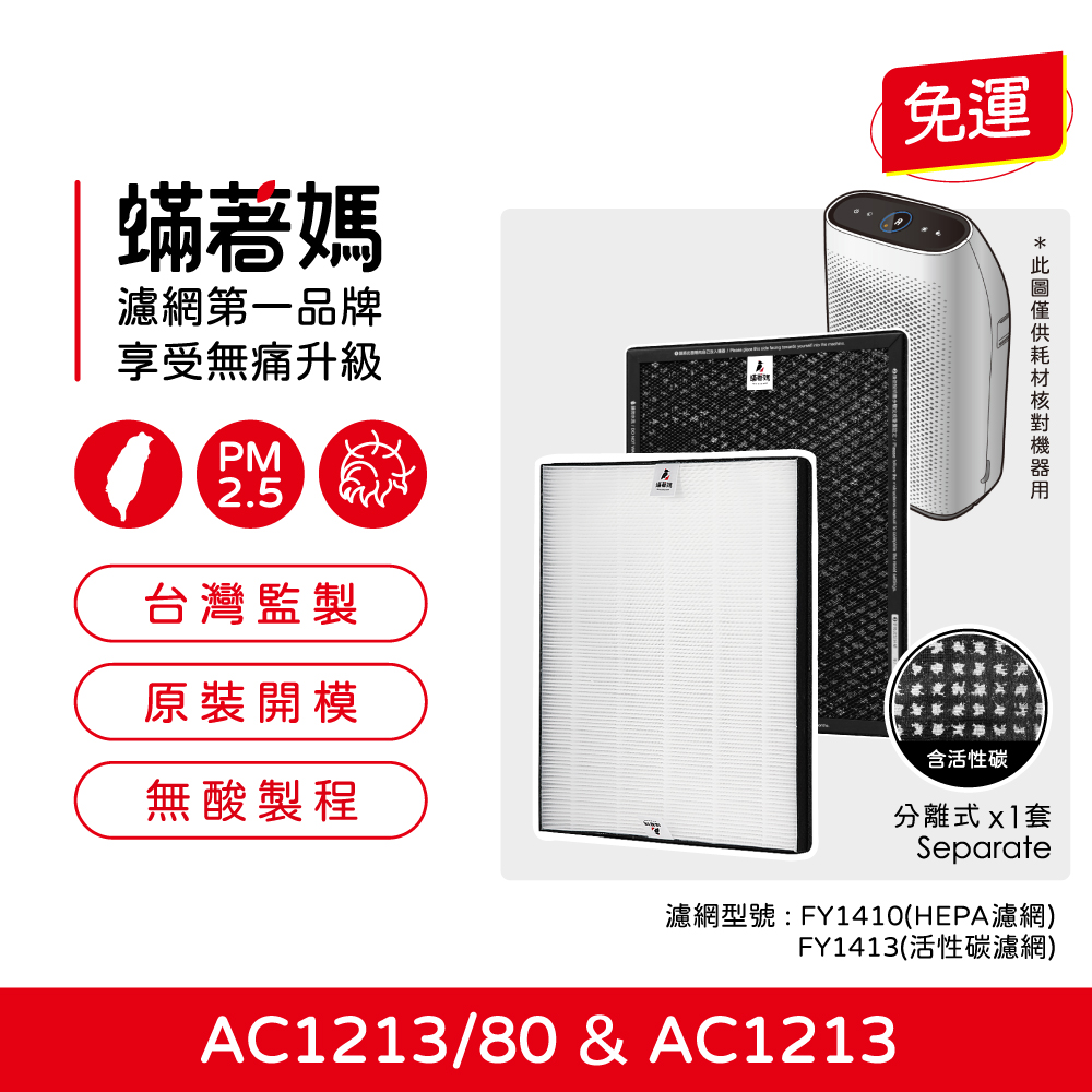 蟎著媽 高效型濾網(適用 PHILIPS飛利浦 AC1213 FY1410 FY1413 空氣清淨機)