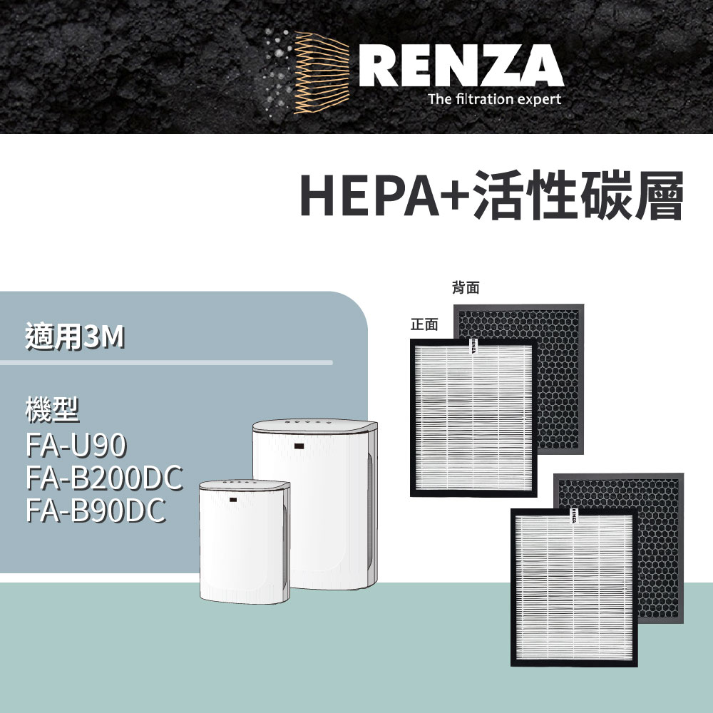 RENZA 適用  U100-ORF U100-F FA-U90 B200DC B90DC 2入 濾芯 高效HEPA活性碳濾芯