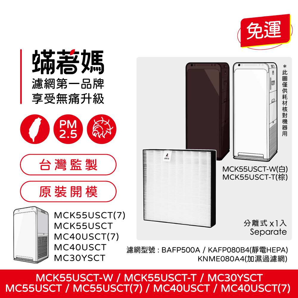 蟎著媽 濾網HEPA單入(適用 DAIKIN 大金 MC55USCT MC40USCT MCK55USCT KAFP080B4)