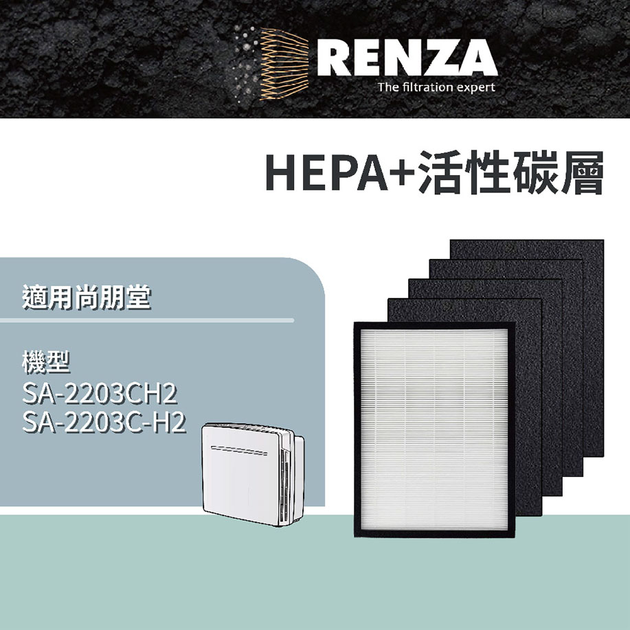 RENZA 適用 SA-2203CH2 可替代 SA-T550 H360 H362 HEPA+活性碳濾網組