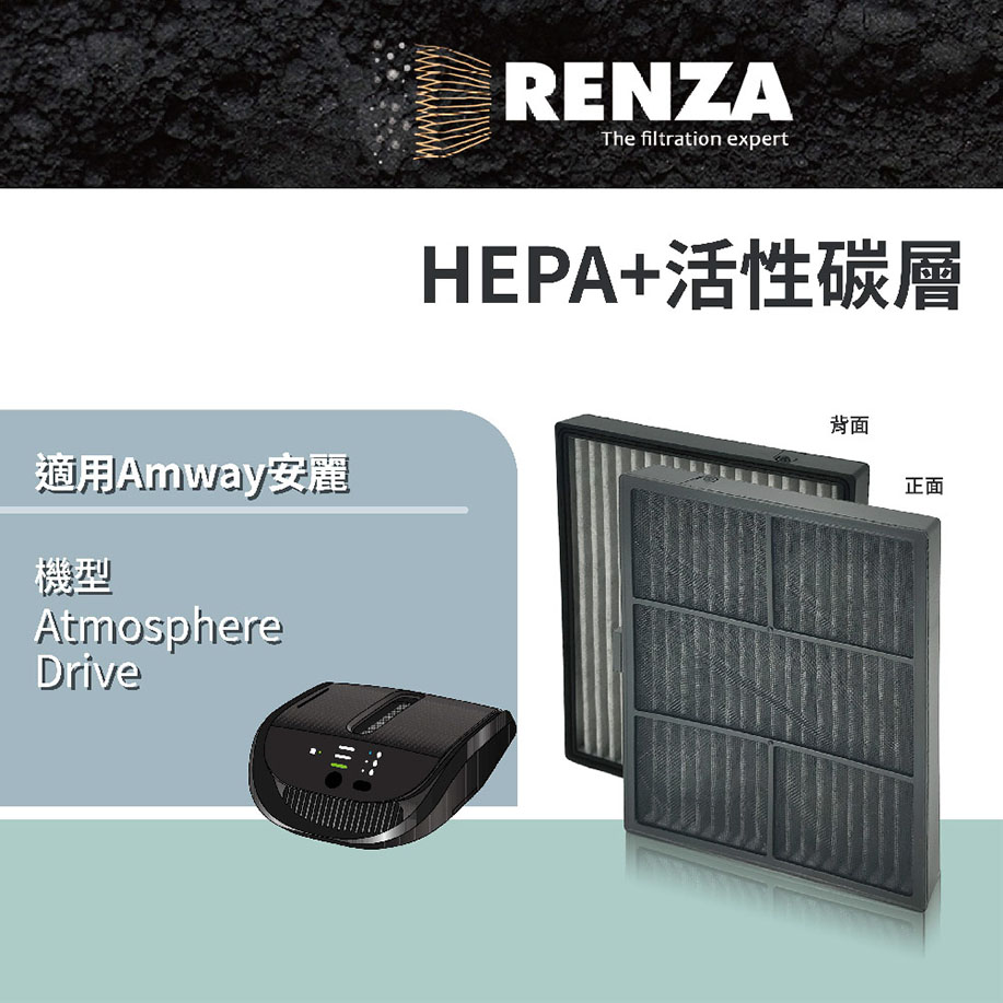 RENZA 適用 AMWAY 安麗 車用空氣清淨機 Atmosphere Drive 高效HEPA活性碳除臭濾網