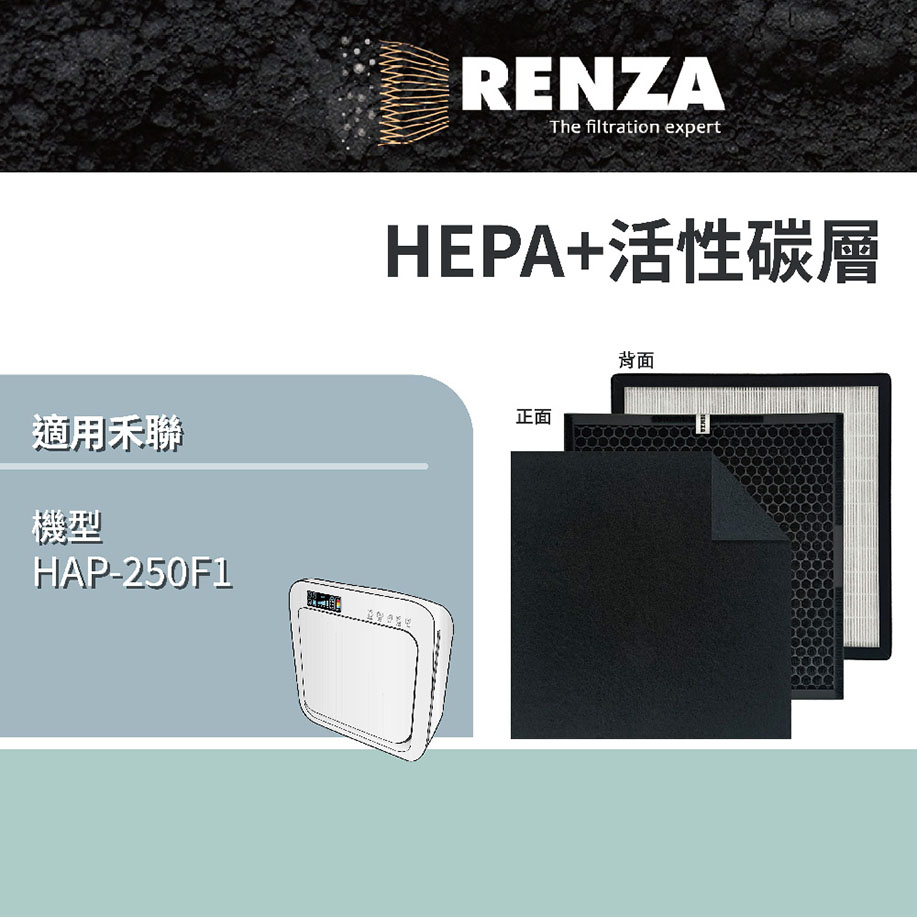 RENZA 適用 HERAN 禾聯 紫外線殺菌空氣清淨機 HAP-250F1 替代2 50F1-HCP 活性碳+HEPA