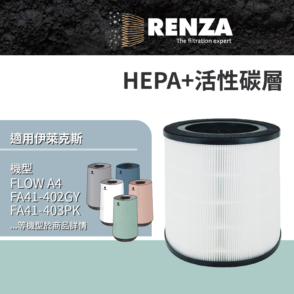 RENZA 適用  FLOW A4 UV抗菌空氣清淨機 FA41-403 可替換EFFCLN4 濾網