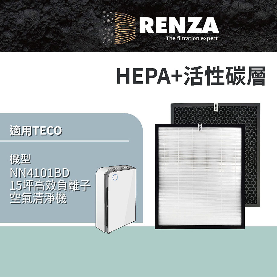 RENZA 適用 NN-4101BD NN4101BD高效負離子空氣清淨機 HEPA+活性碳濾網組