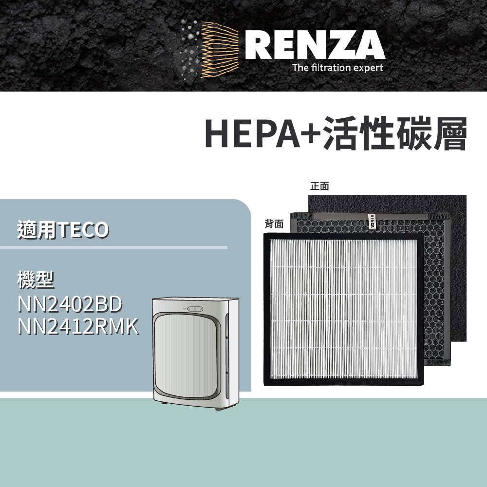 RENZA 適用   NN2402BD NN2412RMK DC直流高效清淨機 HEPA+活性碳濾網組