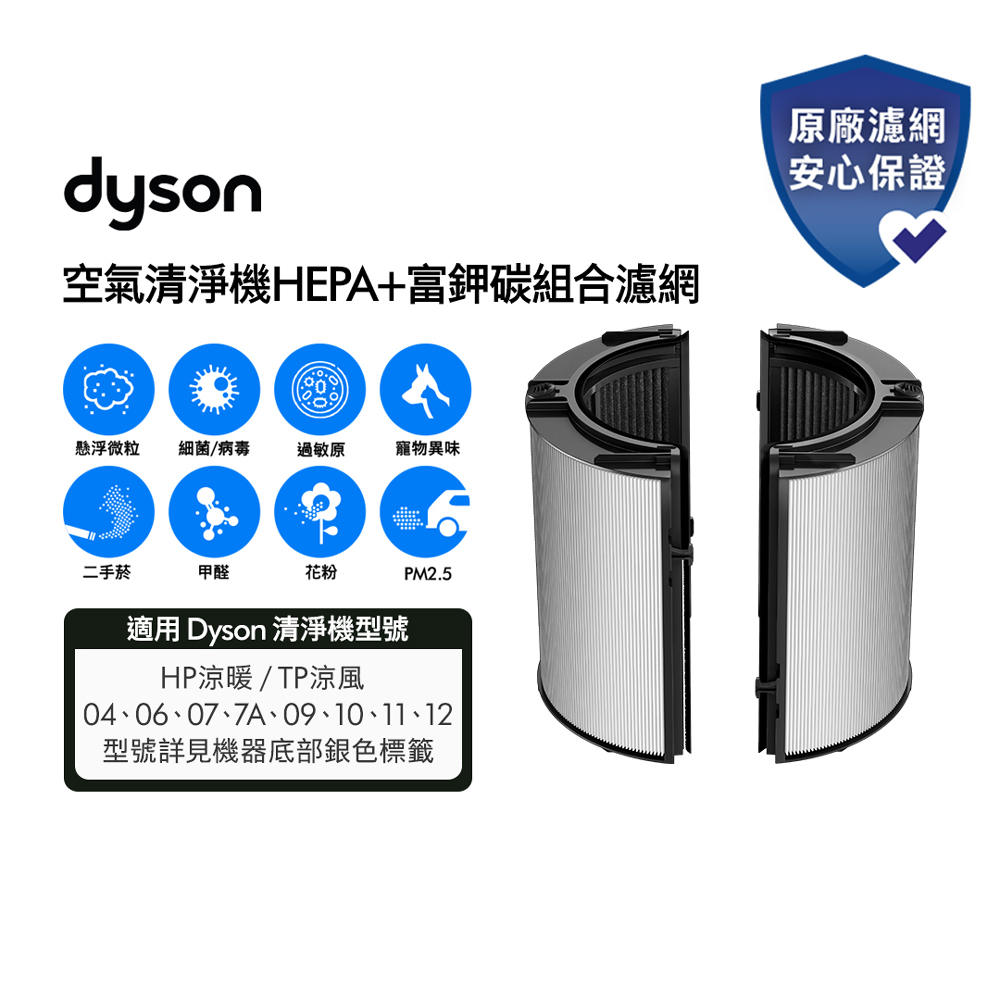 Dyson 戴森 360°富鉀碳+玻璃纖維HEPA二合一濾網 (全新升級) 適用04/06/07/7A/09/10/11/12 清淨機系列 原廠公司貨
