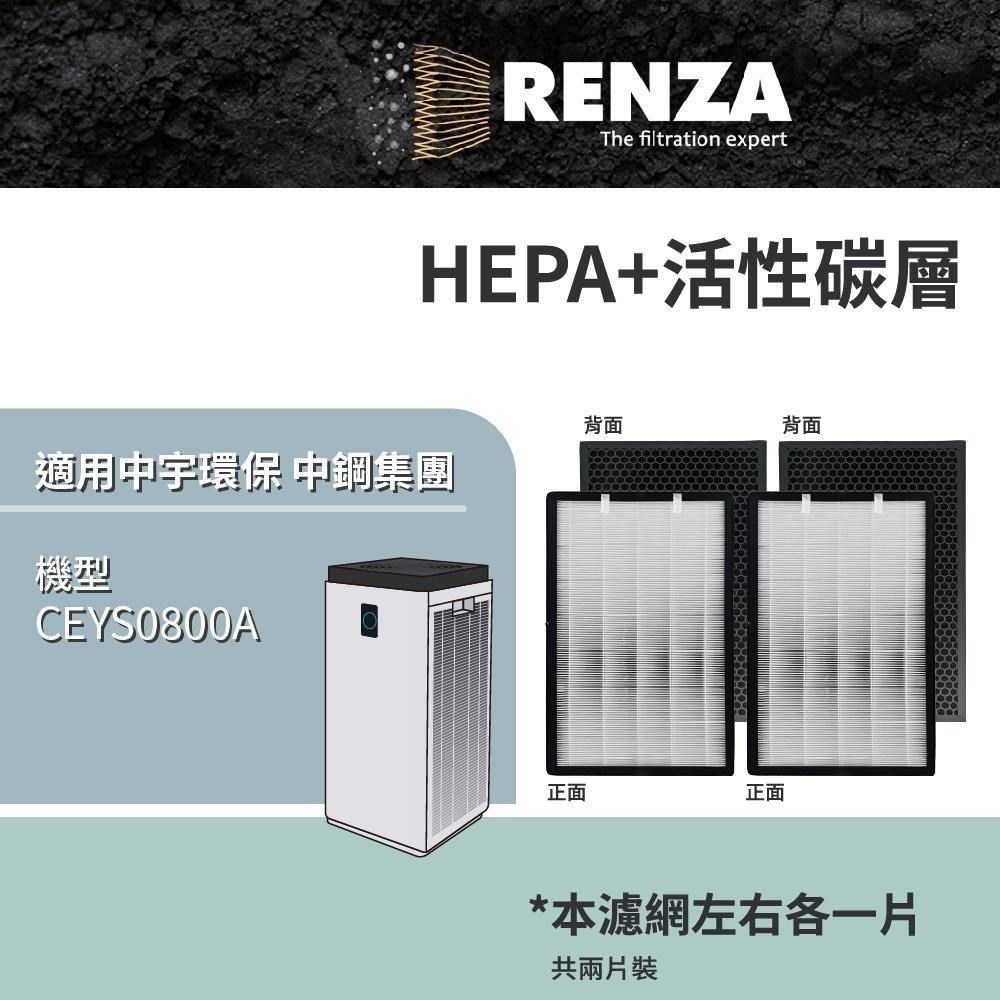 RENZA 適用 中宇環保 中鋼集團 CEYS0800A 大台款 智能淨化空氣清淨機 HEPA+活性碳