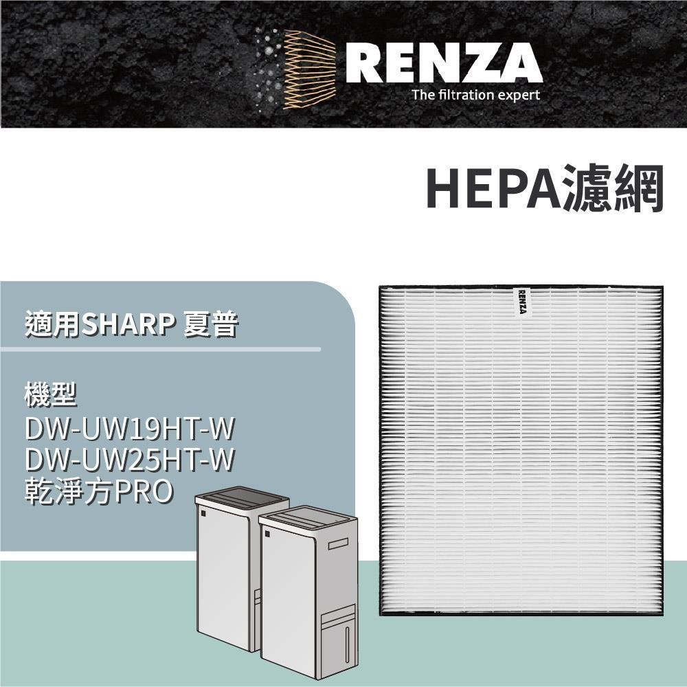 RENZA 適用 SHARP 夏普 DW-UW19HT-W DW-UW25HT-W 乾淨方PRO HEPA濾網