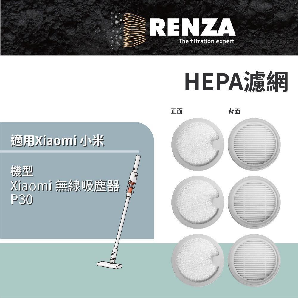 RENZA 適用 Xiaomi 小米 / 米家 Xiaomi 無線吸塵器 P30 手持式吸塵器 HEPA濾網