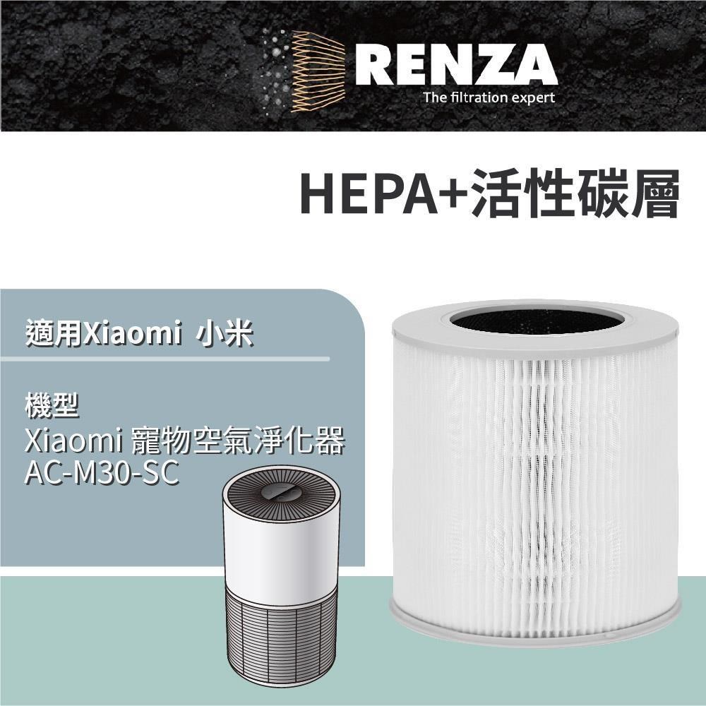 RENZA 適用 Xiaomi 小米 AC-M30-SC 寵物空氣淨化器 空氣清淨機 HEPA+活性碳 濾網
