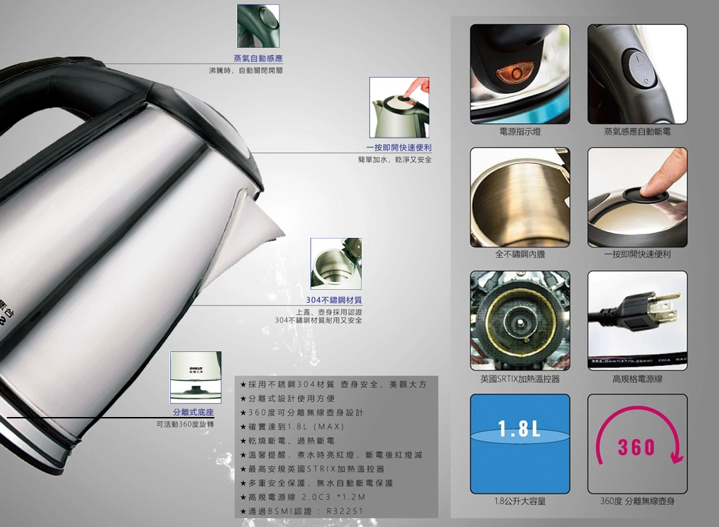 SANLUX 台灣三洋電茶壺SU-18TPB - PChome 24h購物
