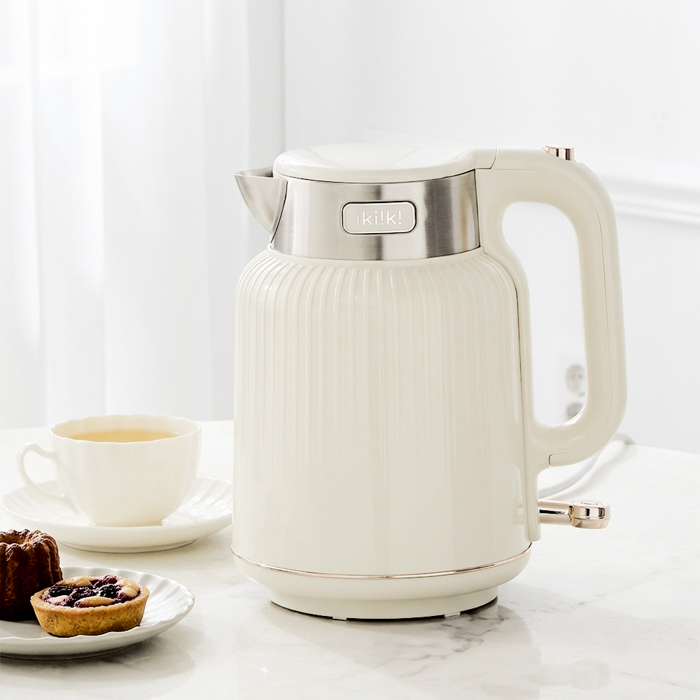 ikiiki 伊崎 304不鏽鋼防燙快煮壺1.7L-白 IK-TK4206