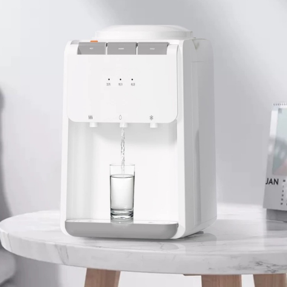 220V 商用電壓 純白三溫台式飲水機 304 不鏽鋼內膽冰溫熱三出水  智慧防乾燒小型桌上飲水機