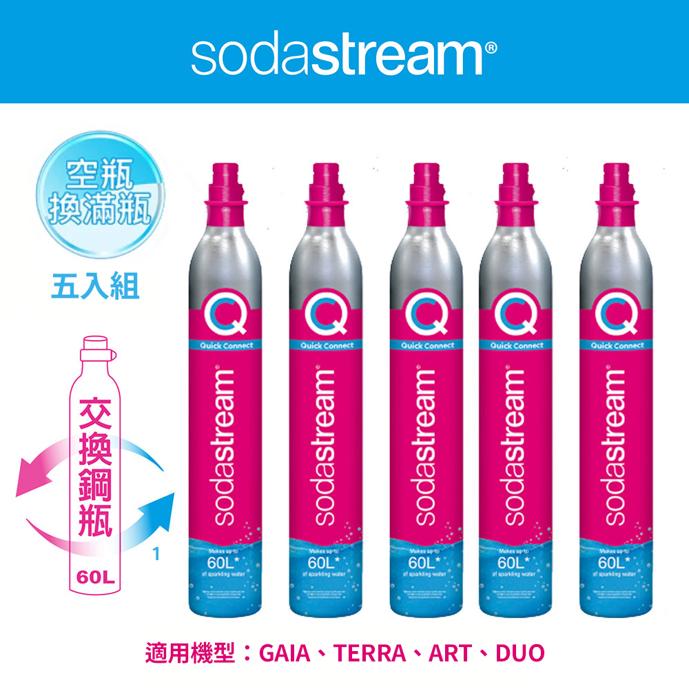 (鋼瓶旗艦組)Sodastream 快扣二氧化碳交換補充鋼瓶425g(5入組)