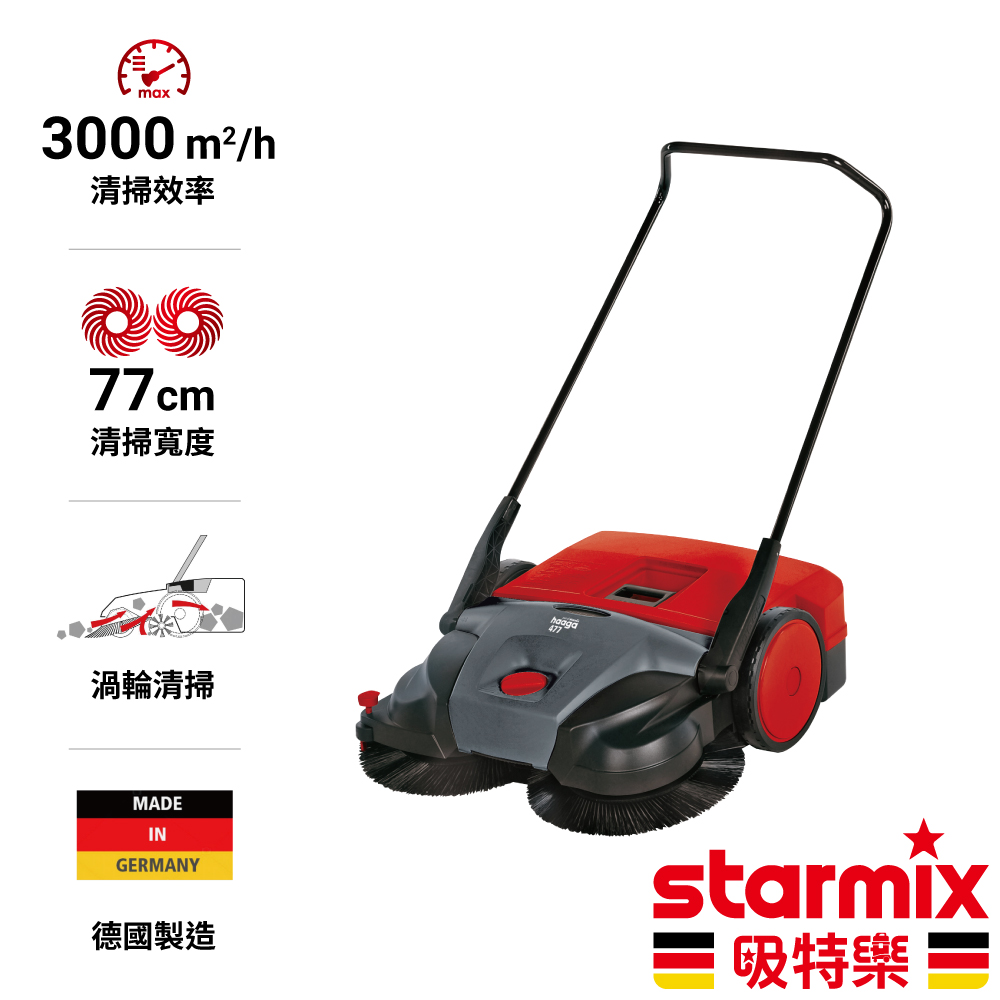 STARMIX 【Haaga 477】商業型手推驅動式渦輪雙循環清潔乾溼兩用掃地機
