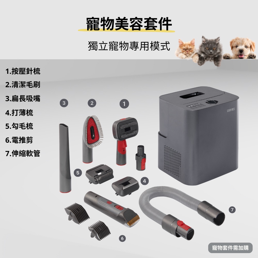 GOOFINDS谷凡 V3-DS專用寵物套件 (六件美容全配)