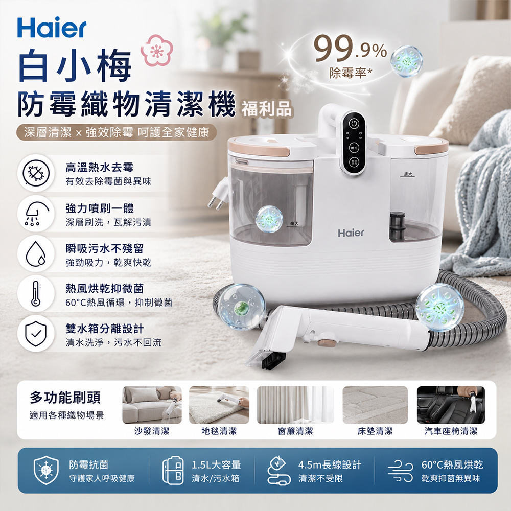 Haier 海爾 A級福利品 白小梅防黴織物清潔機 R6